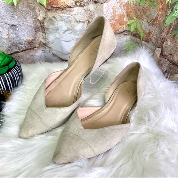 J. CREW Buff Suede Sadie D'Orsay Pointed Toe Ballet Flats, 9 - Picture 2 of 10
